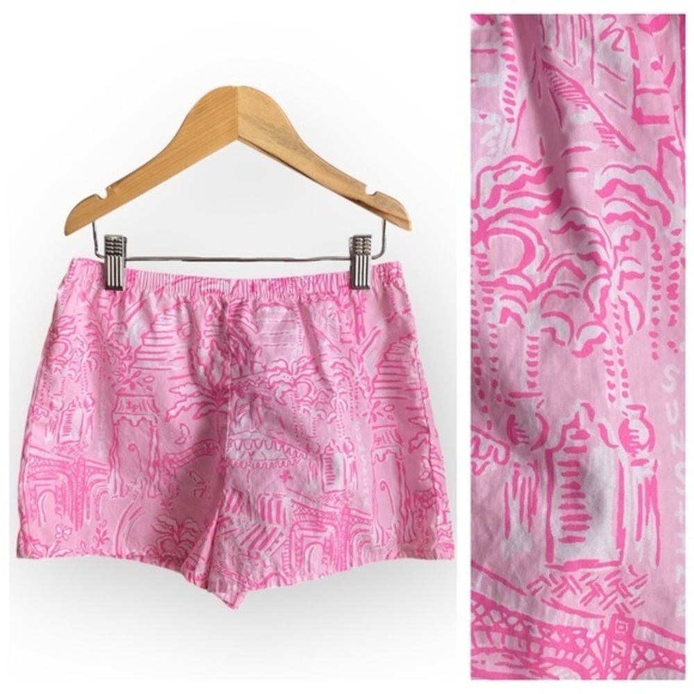 Lilly Pulitzer Pink Flamingo Print Pull On Shorts 12